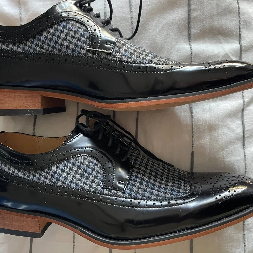Gino Vitale Houndstooth Wingtip Derby Shoes Size 11